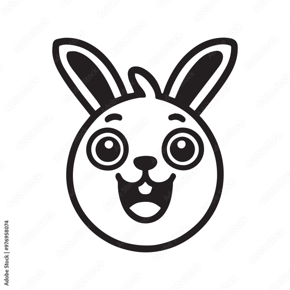 Rabbit Face Outline Clipart - Cute Rabbit Vector illustration in black and white Rabbit Face Outline Clipart - Cute Rabbit Vector illustration in black and white