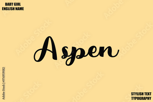 Aspen Female Name - in Stylish Cursive Typography Text