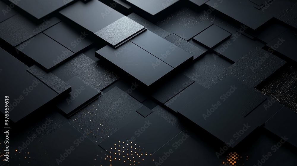 Abstract Black and Gold Geometric Pattern with 3D Effect Abstract Black and Gold Geometric Pattern with 3D Effect