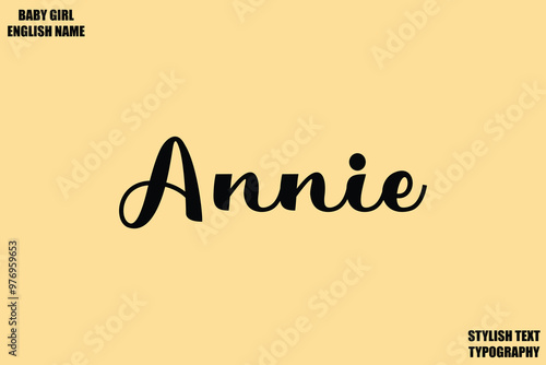 Baby Girl Name Stylish Cursive Text Typography Annie