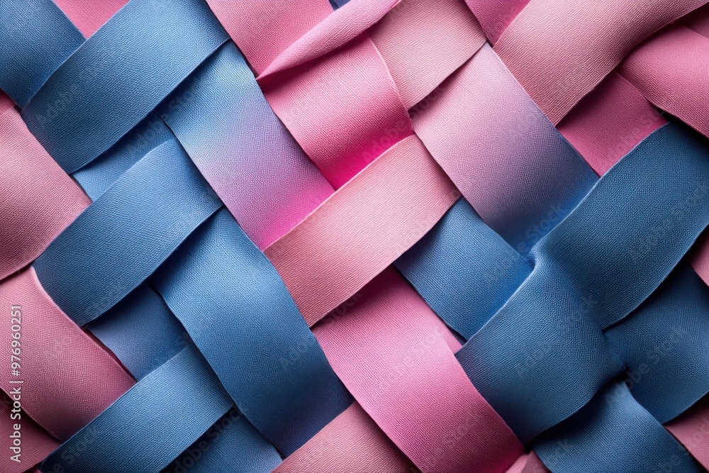 Pink and blue ribbon weaving pattern with soft texture and hues. Pink and blue ribbon weaving pattern with soft texture and hues.