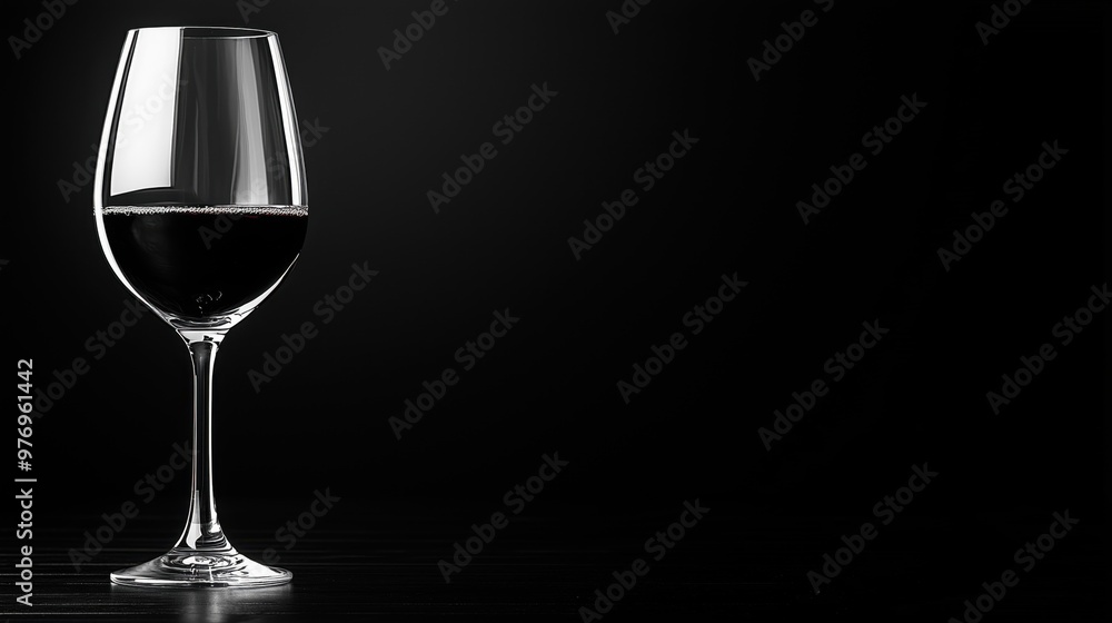 Elegant black wine glass on a dark background, perfect for showcasing sophistication and luxury in beverage. Elegant black wine glass on a dark background, perfect for showcasing sophistication and luxury in beverage.