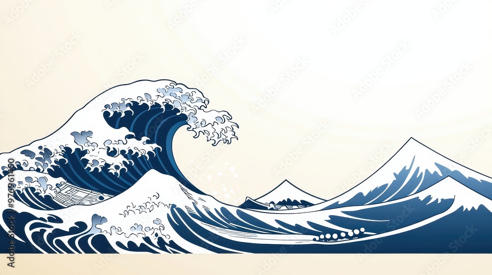 Great Wave Japanese Art Blue Wave Ocean Sea Japan Ukiyo e Style Artistic Print Water Waves Graphic Design Watercolor Nature Backgroun Great Wave Japanese Art Blue Wave Ocean Sea Japan Ukiyo e Style Artistic Print Water Waves Graphic Design Watercolor Nature Backgroun