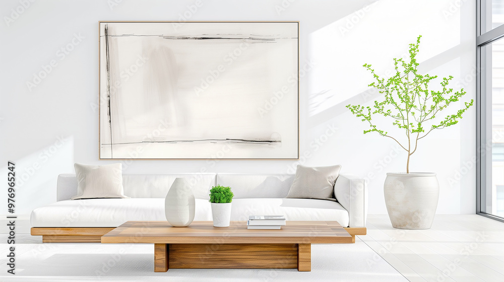 Furniture in modern living room interior design with natural decor and minimalistic style Furniture in modern living room interior design with natural decor and minimalistic style