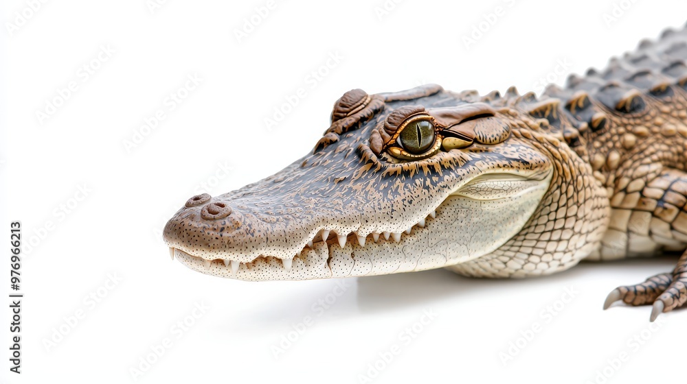 Obraz premium Close up of a Crocodile s Head with Sharp Teeth and Yellow Eyes