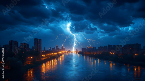 A powerful lightning bolt s...