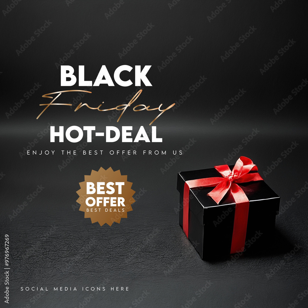 Fototapeta premium Black friday november event sale discount offer promotion shopping advertisement advertising gift card gift box special discount price flier paper shop business gold present black friday background