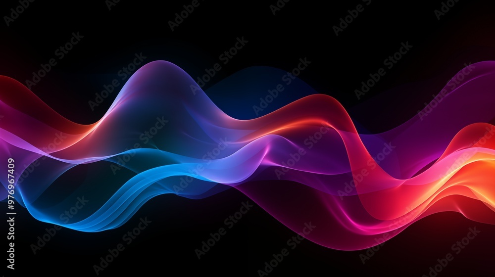 Music wave. Sound waves equalizer in futuristic colors. Frequency audio waveform on black background Music wave. Sound waves equalizer in futuristic colors. Frequency audio waveform on black background