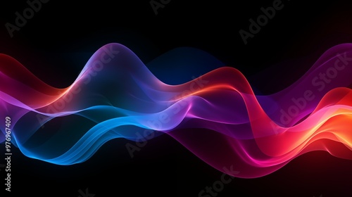 Music wave. Sound waves equalizer in futuristic colors. Frequency audio waveform on black background photo