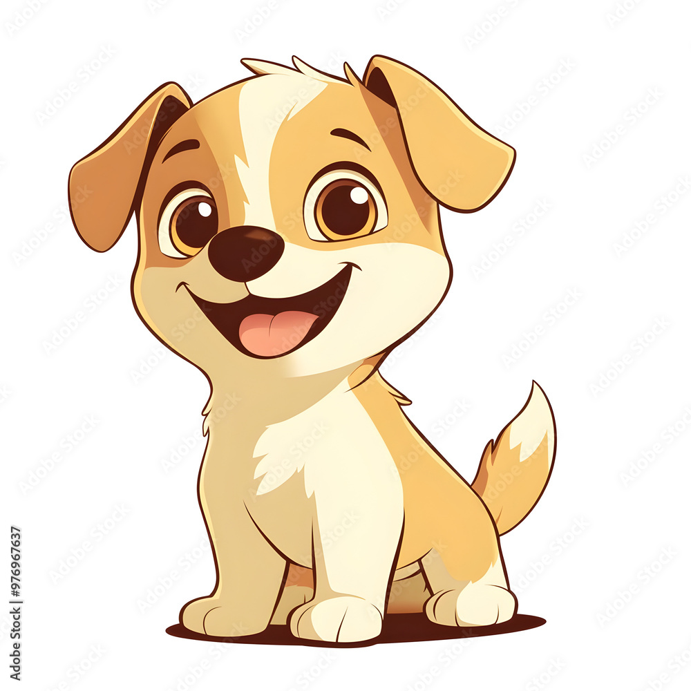 Playful Puppy Portrait with Simple Lines and Pastel Colors on White Background Playful Puppy Portrait with Simple Lines and Pastel Colors on White Background