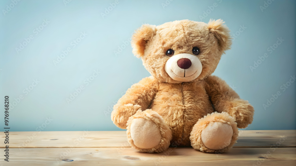 Obraz premium Soft and adorable teddy bear plush toy, soft, cuddly, cute, stuffed animal, plaything, children, comfort, fluffy, brown, toy