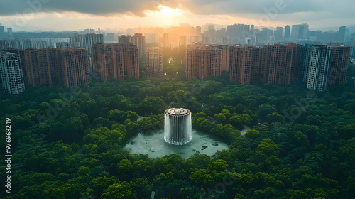 A scenic aerial view of a l...