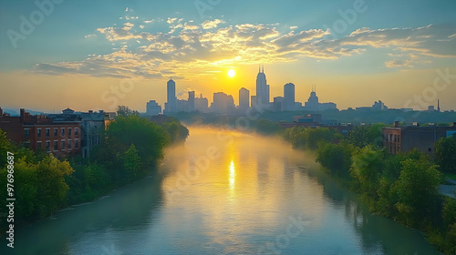 A scenic view of a city sky...