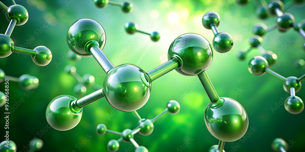 rendering of H2 gas molecules for production of green hydrogen energy ...