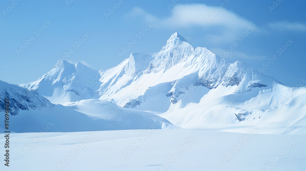 majestic mountain range dusted with fresh snow under a bright majestic mountain range dusted with fresh snow under a bright