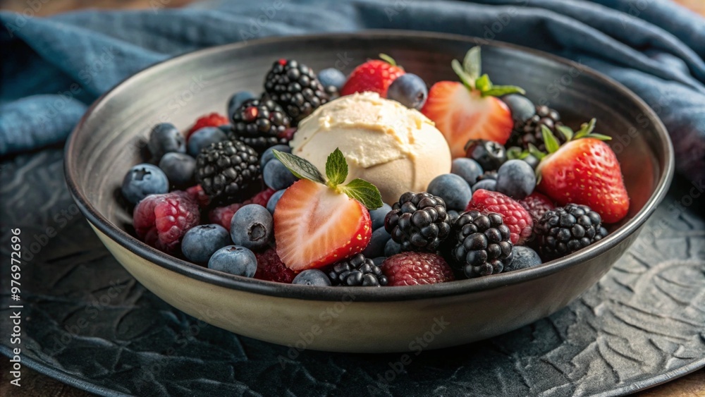 Fresh berries and ice cream Fresh berries and ice cream