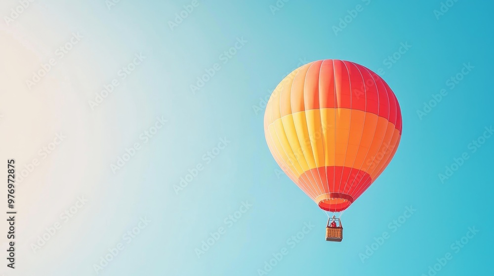 A vibrant hot air balloon floats gracefully against a clear blue sky, capturing the spirit of adventure and freedom. A vibrant hot air balloon floats gracefully against a clear blue sky, capturing the spirit of adventure and freedom.