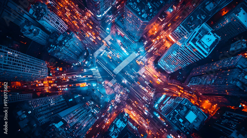 A stunning aerial view of a...