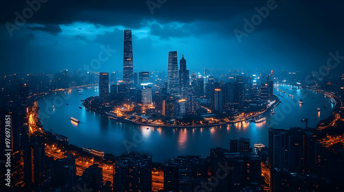 A stunning aerial view of a...