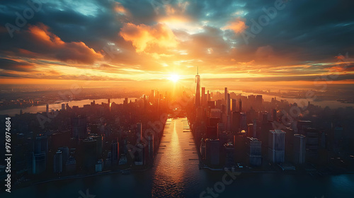 A stunning aerial view of a...