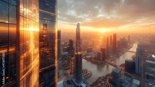 A stunning aerial view of a...