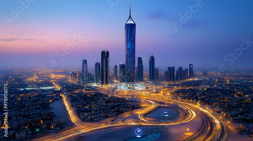 A stunning aerial view of a...
