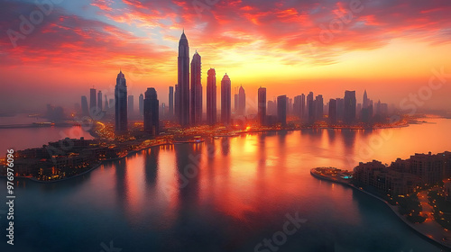 A stunning aerial view of a...
