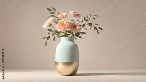 Wallpaper Mural Minimalist flower vase and colorful flowers Torontodigital.ca