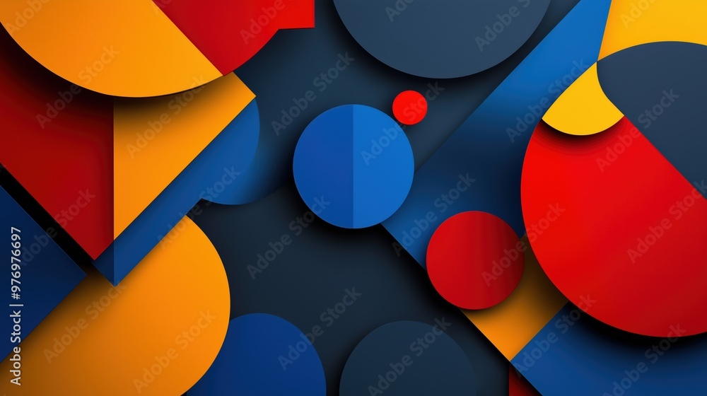 Geometric Shapes in Red, Blue, and Yellow with Subtle 3D Depth on a Minimalist Background Geometric Shapes in Red, Blue, and Yellow with Subtle 3D Depth on a Minimalist Background