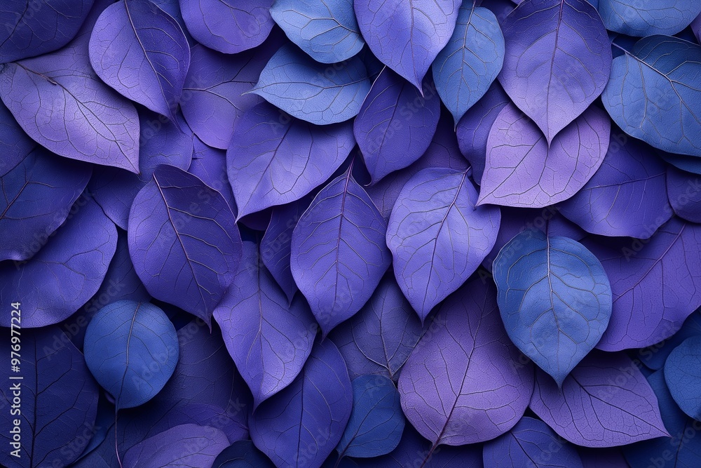 A close up of purple leaves with a blue background. The leaves are arranged in a way that creates a sense of depth and texture. The color scheme of purple and blue creates a calming and soothing mood A close up of purple leaves with a blue background. The leaves are arranged in a way that creates a sense of depth and texture. The color scheme of purple and blue creates a calming and soothing mood