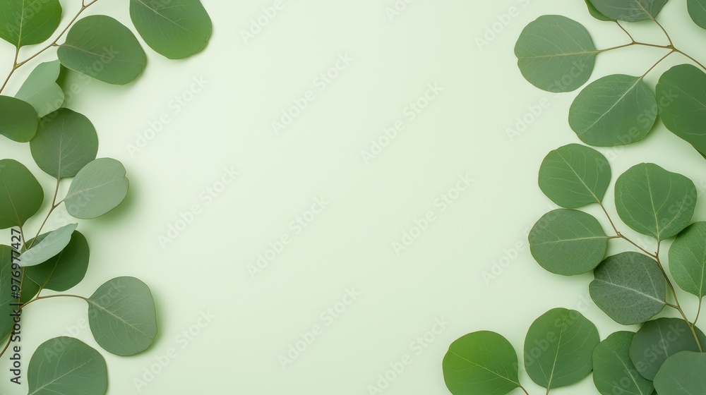 Eucalyptus Leaves Green Background Border Frame Eucalyptus Leaves Green Background Border Frame