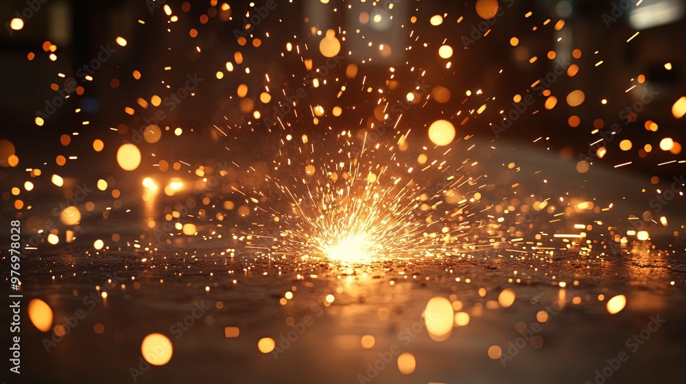 A Bright Burst of Sparks Emitted from a Welding Torch A Bright Burst of Sparks Emitted from a Welding Torch