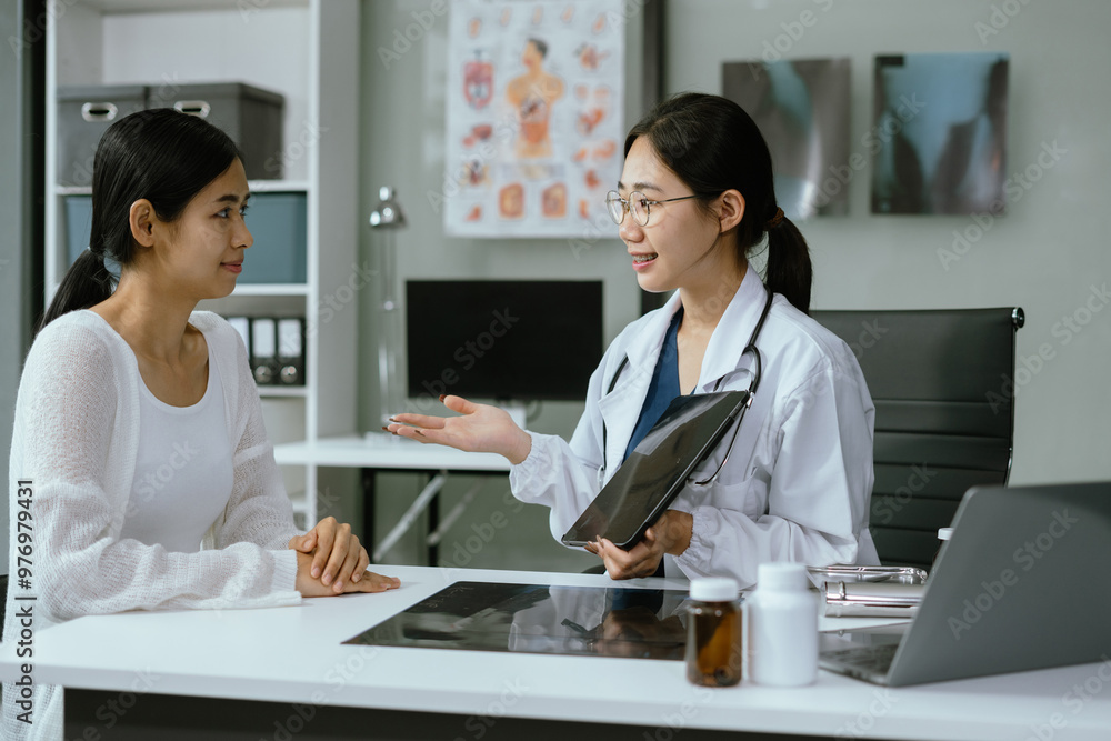 Concerned patient, patient talks with healthcare professional. Concerned patient, patient talks with healthcare professional.