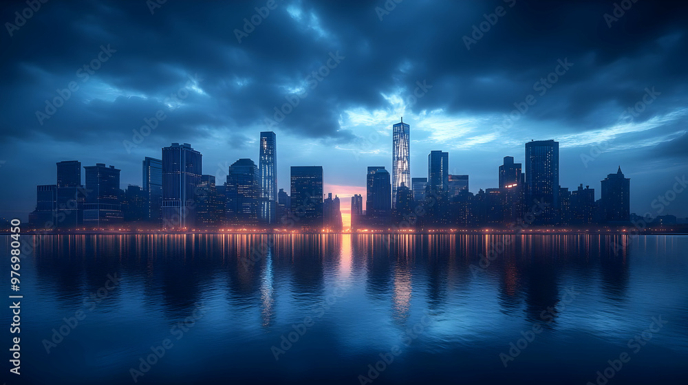 A stunning panoramic view of the New York City skyline at dusk, with the iconic skyscrapers reflecting in the calm waters of the harbor. A stunning panoramic view of the New York City skyline at dusk, with the iconic skyscrapers reflecting in the calm waters of the harbor.