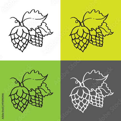 Hops icons vector illustration on different color
