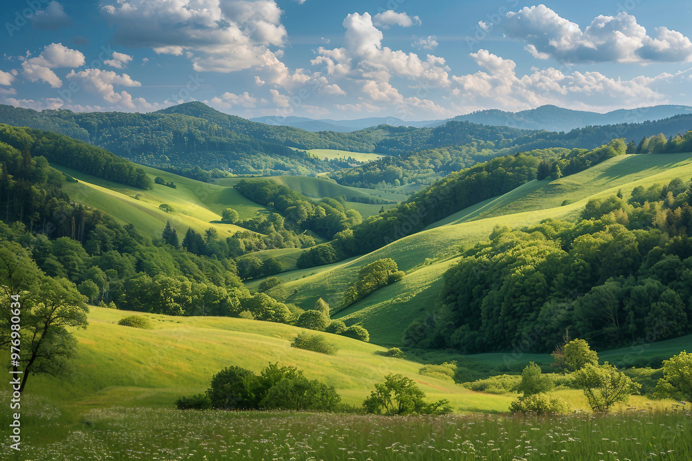 Generated with AI image of beautiful amazing summer landscape Generated with AI image of beautiful amazing summer landscape