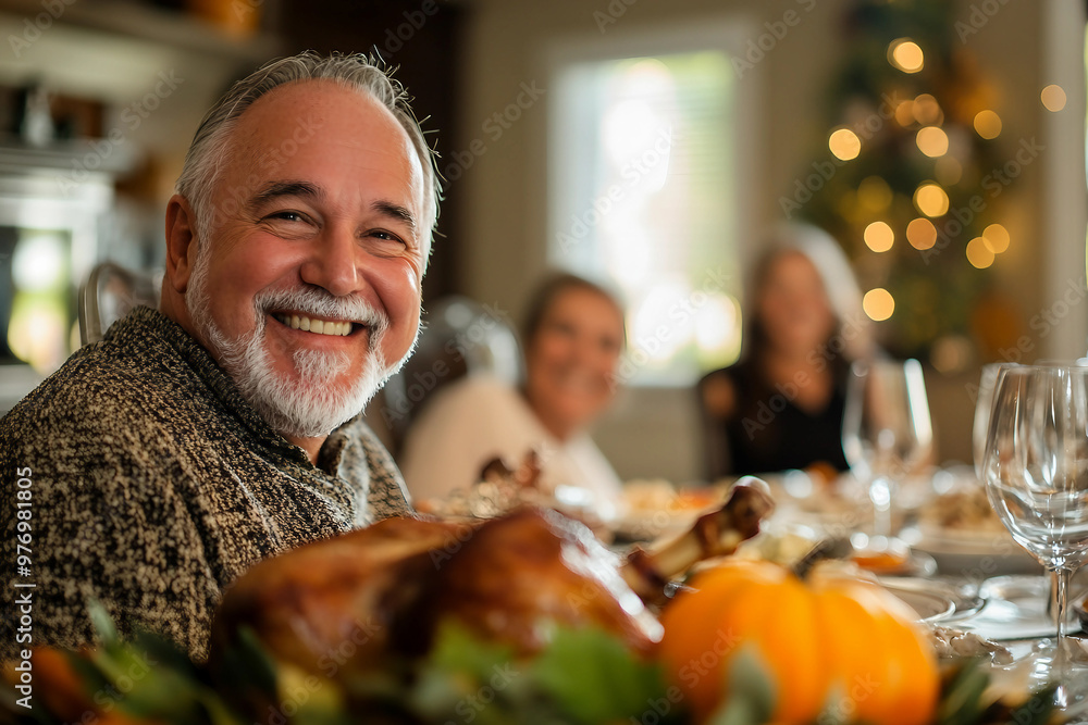Happy Thanksgiving, big family dinner with turkey feast home celebration, Generative AI Happy Thanksgiving, big family dinner with turkey feast home celebration, Generative AI