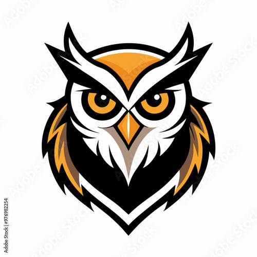 Owl head logo style silhouette vector illustration on white background