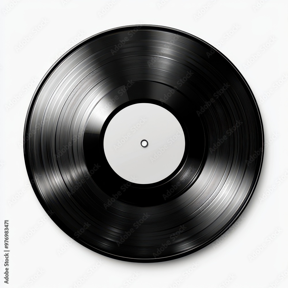A classic black vinyl record isolated on a clean background, perfect for music lovers and vintage enthusiasts, white background A classic black vinyl record isolated on a clean background, perfect for music lovers and vintage enthusiasts, white background