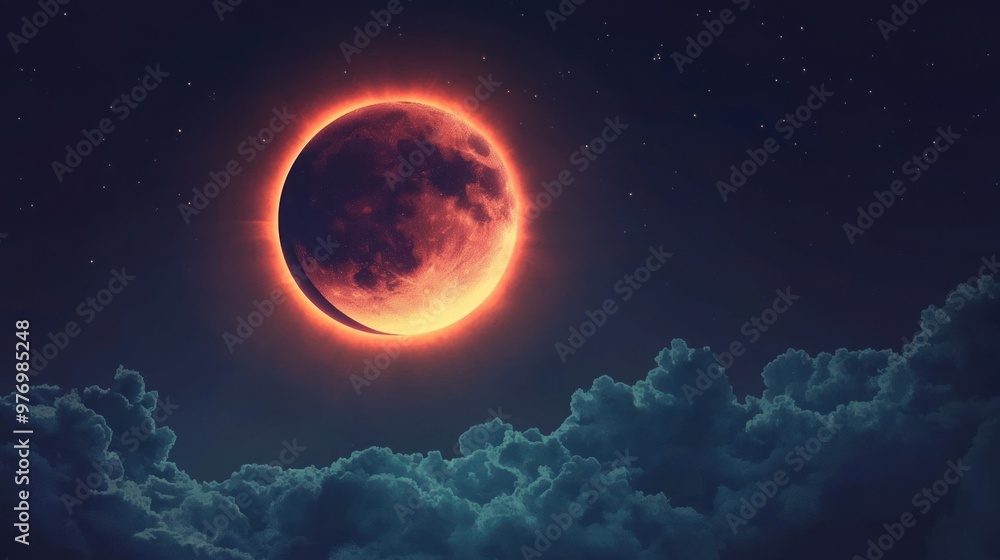 Obraz premium Blood Moon Over Clouds