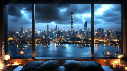 A stunning view of a city s...