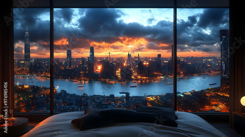 A stunning view of a city s...