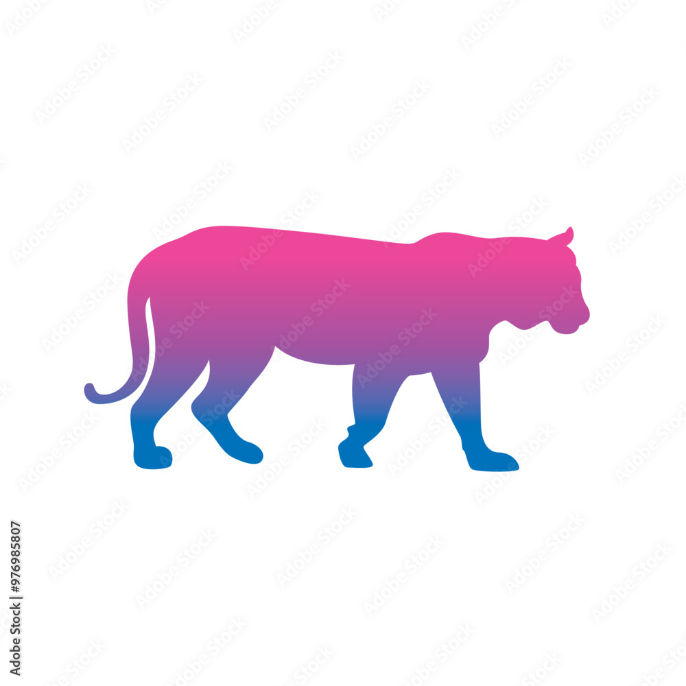 The silhouette of a tiger. Original vector illustration in vintage style isolated on white background. The silhouette of a tiger. Original vector illustration in vintage style isolated on white background.