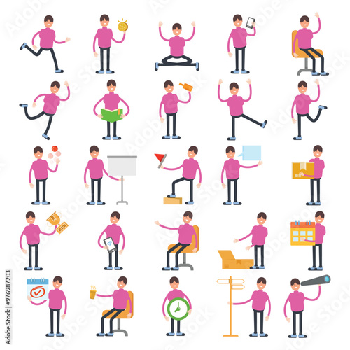 Wallpaper Mural people characters set in various poses illustration Torontodigital.ca