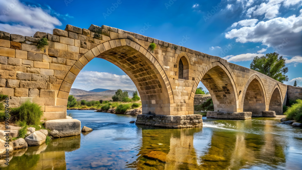 Ancient Roman style stone arch bridges in Kemerburgaz featuring intricate kemer architecture and design, ancient, Roman Ancient Roman style stone arch bridges in Kemerburgaz featuring intricate kemer architecture and design, ancient, Roman