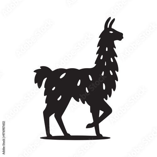 Beautiful IIama silhouette black icon vector art illustration. Use For Element Print Book, Animal Book and Animal Content