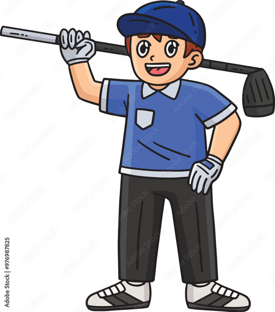 Golf Golfer with Club Cartoon Colored Clipart Golf Golfer with Club Cartoon Colored Clipart