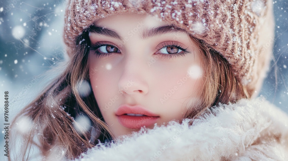 Winter Portrait of a Woman in the Snow Winter Portrait of a Woman in the Snow