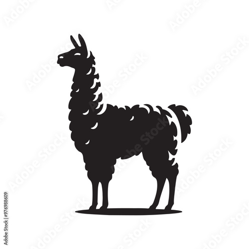 Beautiful IIama silhouette black icon vector art illustration. Use For Element Print Book, Animal Book and Animal Content