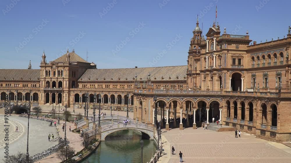 The Plaza de Espana, a square in central Seville and one of the most visited landmarks of the city. The Plaza de Espana, a square in central Seville and one of the most visited landmarks of the city.